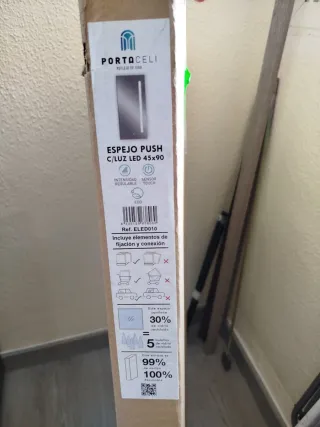 Espejo baño LED táctil 45x90cm