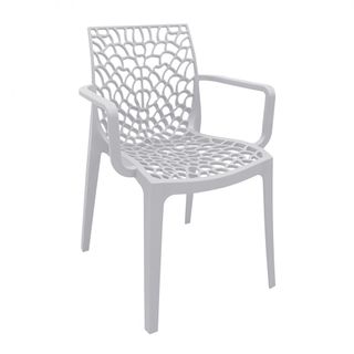 Sedia Esterno Effetto Pizzo Bianca con Braccioli