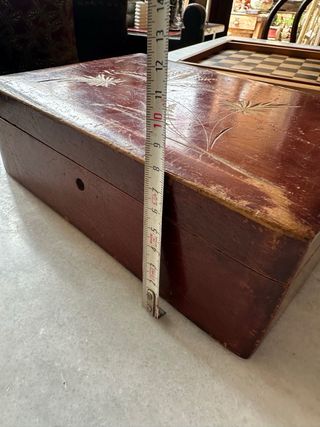 Caja costurero antigua madera con espejo