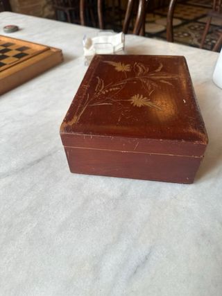 Caja costurero antigua madera con espejo