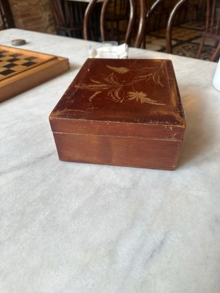 Caja costurero antigua madera con espejo