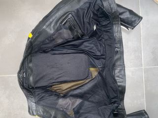 Conjunto cuero moto Polo Negro Amarillo Blanco