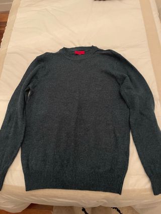 Jersey hombre cuello redondo verde azulado