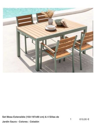 Mesa de exterior de madera y metal