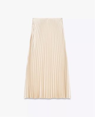 Falda midi plisada satinada piedra