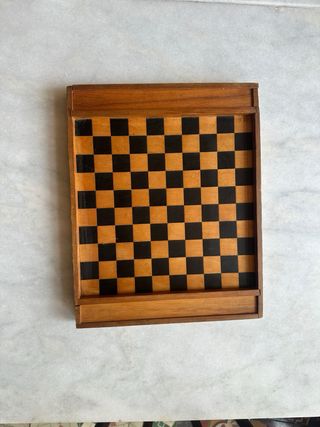 Tablero Ajedrez Damas Madera Antiguo