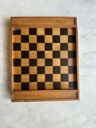 Tablero Ajedrez Damas Madera Antiguo