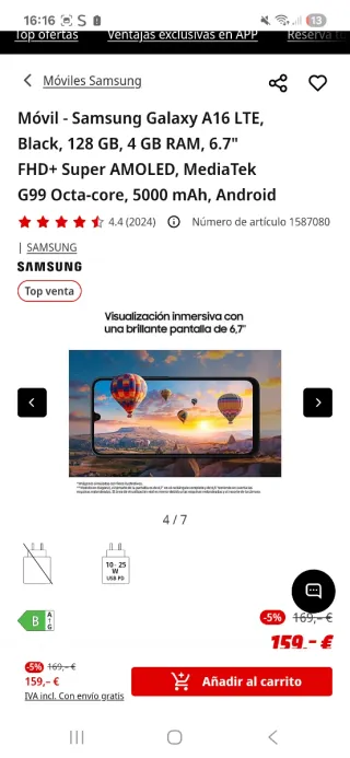 Samsung Galaxy A16 LTE 128GB Negro