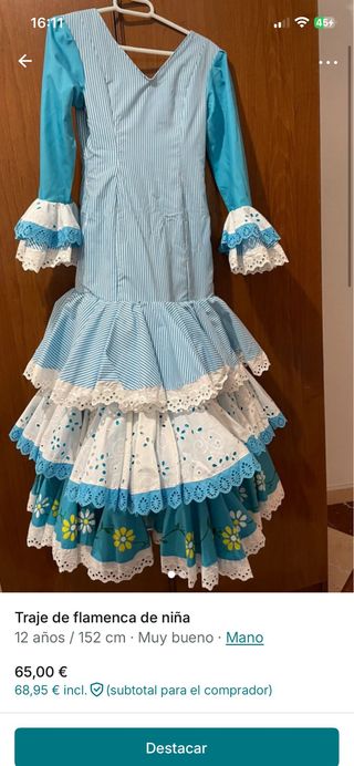 Traje de flamenca niña 12 años