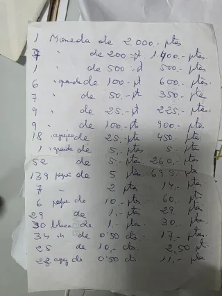 Relación de monedas  interesados ponerse en contac
