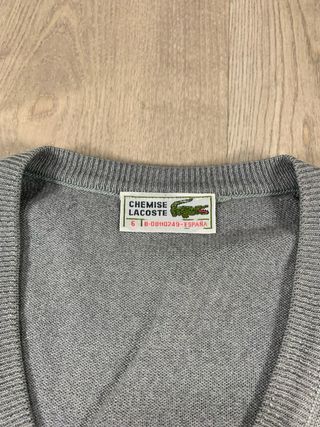 Jersey Lacoste Gris V-Neck vintage 90s