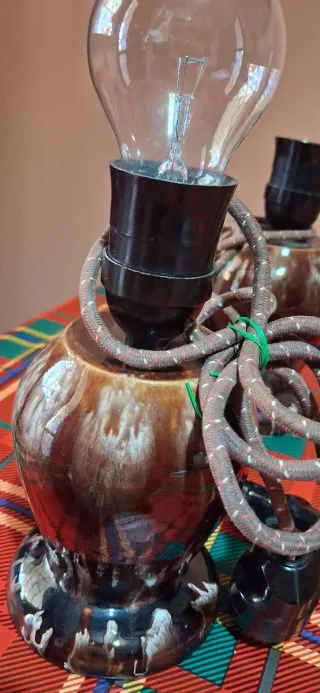 Coppia Lampade da Tavolo Vintage Ceramica