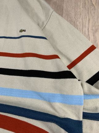 Jersey Lacoste Rayas Multicolor Beige vintage 90s