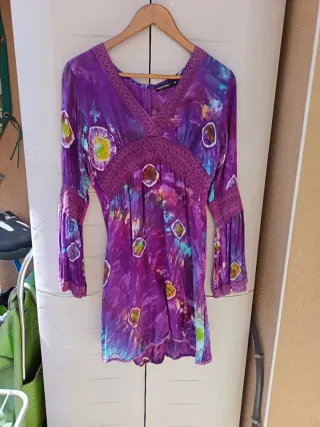 Vestido hippie morado talla M