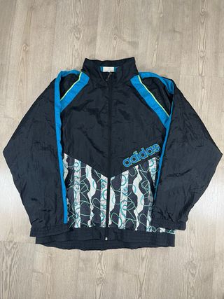Chaqueta Adidas Negra y Azul vintage 80s