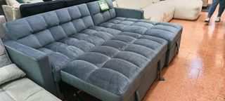 Sofá Cama Chaise Longue Kris Negro/Blanco