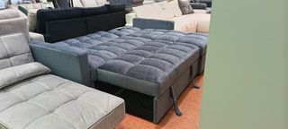 Sofá Cama Chaise Longue Kris Negro/Blanco