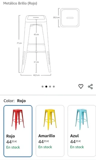 Taburetes altos de bar rojos (2 unidades)