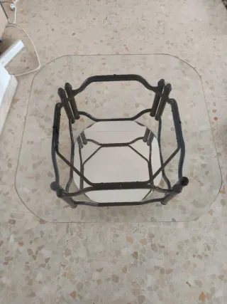 Juego mesas centro y esquina cristal y metal