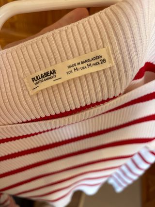 Pull&Bear Camiseta Rayas Roja y Blanca