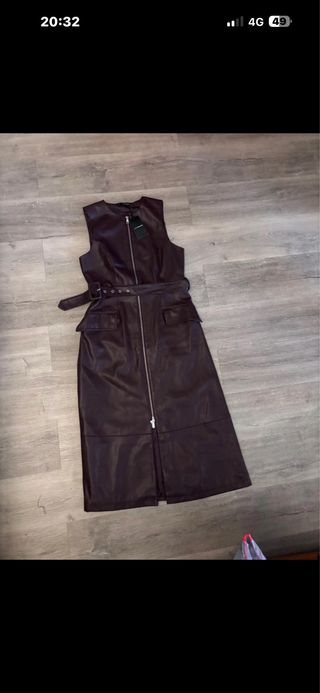 Vestido efecto piel Sfera Burdeos Talla L