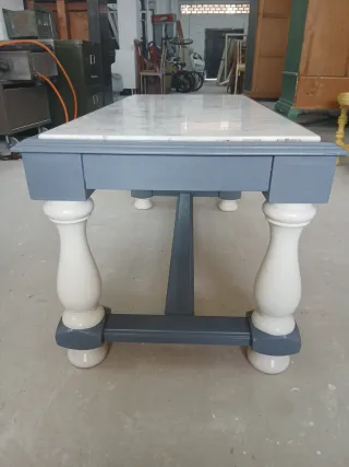 Mesa de centro restaurada mármol y madera