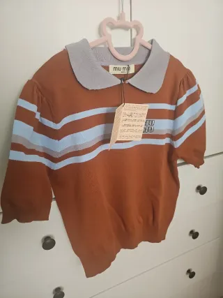 Polo Miu Miu Rayas Marrón y Azul