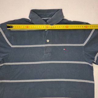 Polo Tommy Hilfiger Rayas Azul Gris Talla XS