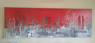 Cuadro abstracto skyline 180x60cm