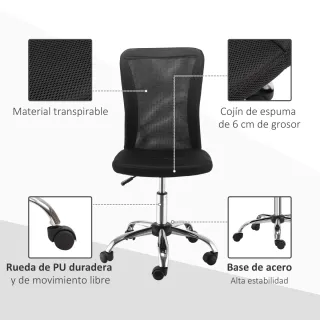 Silla de oficina giratoria sin brazos