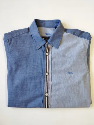 Camisa Patchwork Harmont & Blaine Azul/Gris