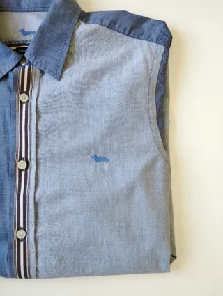 Camisa Patchwork Harmont & Blaine Azul/Gris