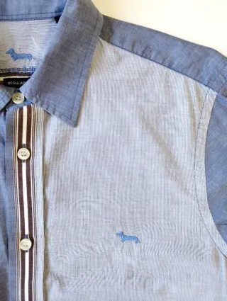 Camisa Patchwork Harmont & Blaine Azul/Gris