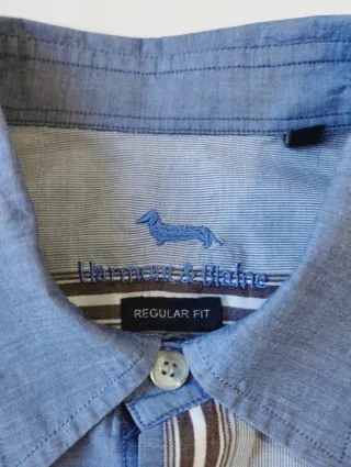 Camisa Patchwork Harmont & Blaine Azul/Gris