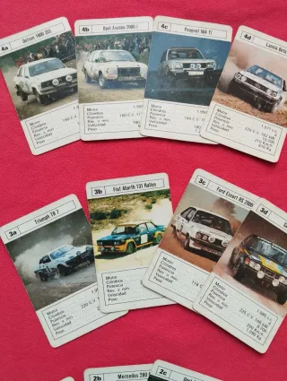 JUEGO CARTAS COCHES RALLY RALLYE AÑOS 80 - 90