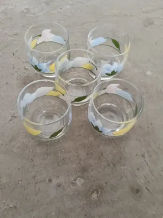 Juego de 5 platos de cerámica con flores