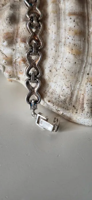 Pulsera de plata marcasitas y tipo turquesa