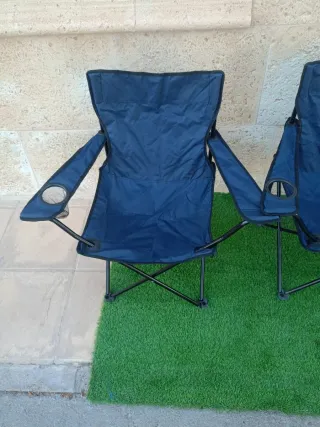 2 Sillas Camping Plegables Azul