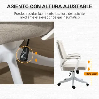 Silla Oficina Giratoria Gris y Blanca