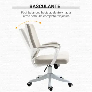 Silla Oficina Giratoria Gris y Blanca