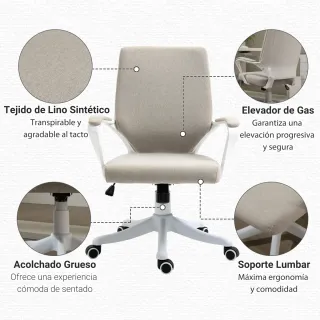 Silla Oficina Giratoria Gris y Blanca