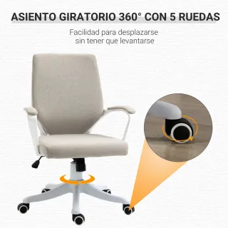 Silla Oficina Giratoria Gris y Blanca