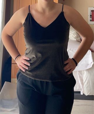 Top terciopelo Pull and Bear verde oscuro