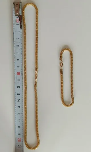 Conjunto Vintage Collar y Pulsera Malla Ladrillo