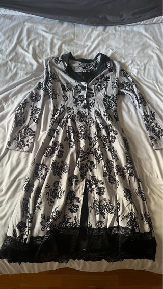Vestido largo flores negro y gris