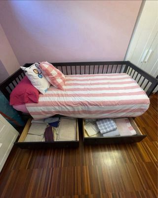 Cama nido negra Ikea con cajones