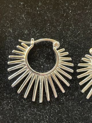 Pendientes Aro Plata Rayos Sol