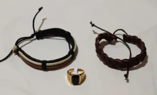 Lote 2 Pulseras y Anillo Hombre