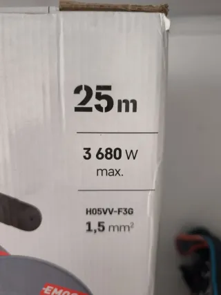 Enrollador de cable 25m 1,5 mm²