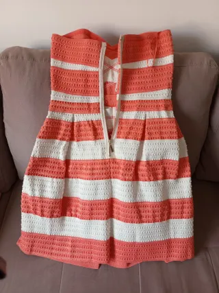 Vestido de licra salmon y blanco